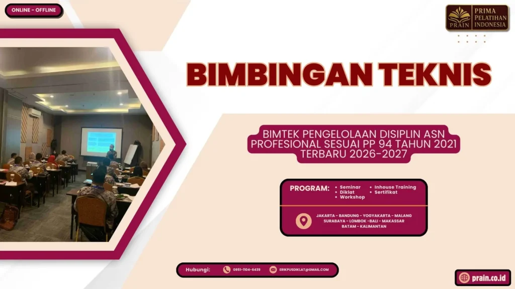 Bimtek Pengelolaan Disiplin ASN Profesional Sesuai PP 94 Tahun 2021 Terpadu 2026-2027